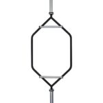 BARRA MACIÇA OLIMPICA HEXAGONAL PRETA PEGADA CROMADA