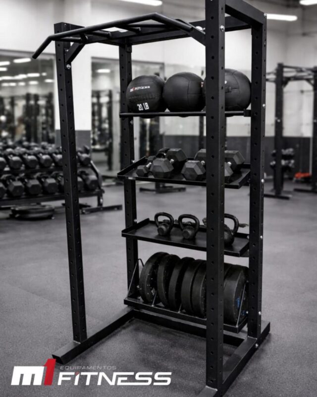 Power Rack customizado 80x80 com trava de segurança M1 Fitness