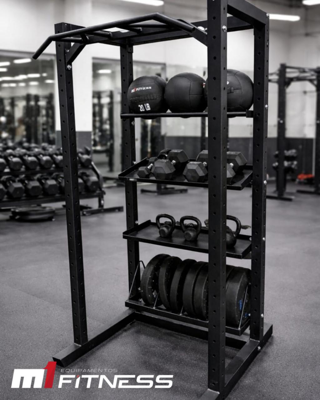 Power Rack 80x80 customizado com trava de seguranca M1 Fitness