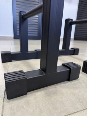 Barra Paralela de chão 25cm M1 Fitness em aço preto com base antiderrapante