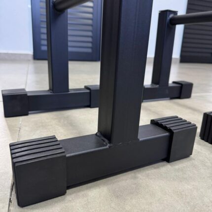 Barra Paralela de chão 25cm M1 Fitness em aço preto com base antiderrapante